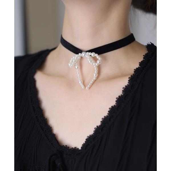 チョーカー パール リボン ベロア チョーカー レディース メンズ