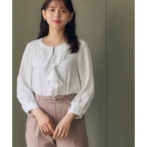 ブラウス シャツ フレンチキスフロントフリルカラーブラウス レディース
