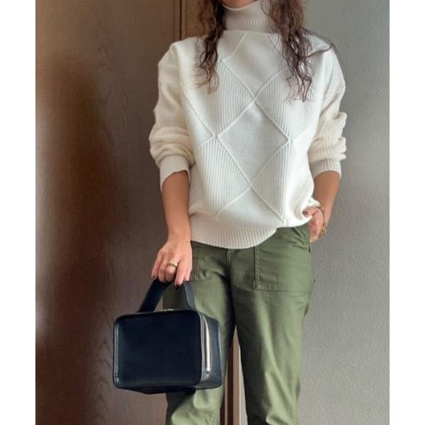 ニット セーター キラリと個性 ダイヤ柄 セーター ハイネック ニット トップス 長袖 秋冬 ゆった...