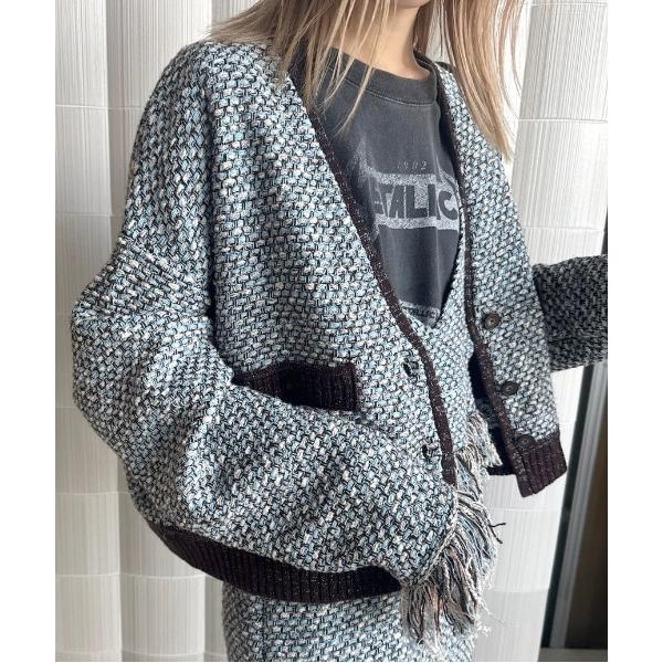カーディガン UND TWEED SHORT KNIT CARDIGAN レディース