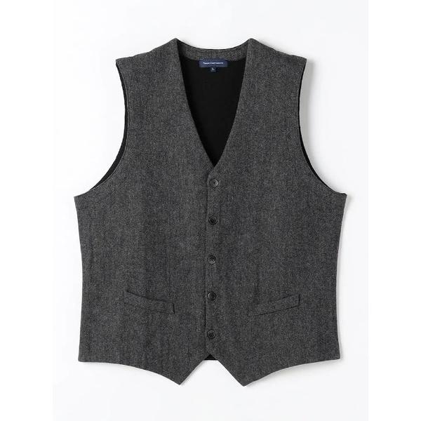 ベスト ジレ TRANS CONTINENTS　クラシカル布帛ニットジレ　ブラウン/グレー/グレー/...