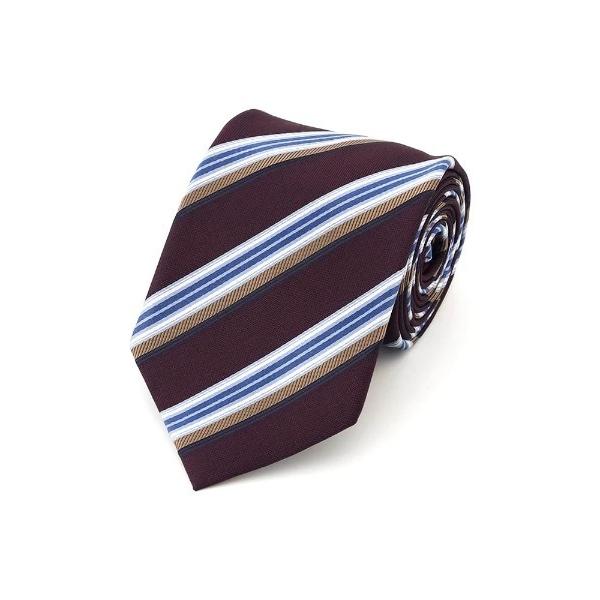 ネクタイ レギュラーネクタイ　ストライプ　ワイン/ブラウン/ネイビー