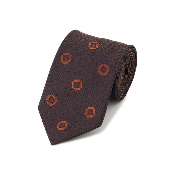ネクタイ ヴィンテージネクタイ　スクエア柄　オレンジ/ブラウン/グリーン
