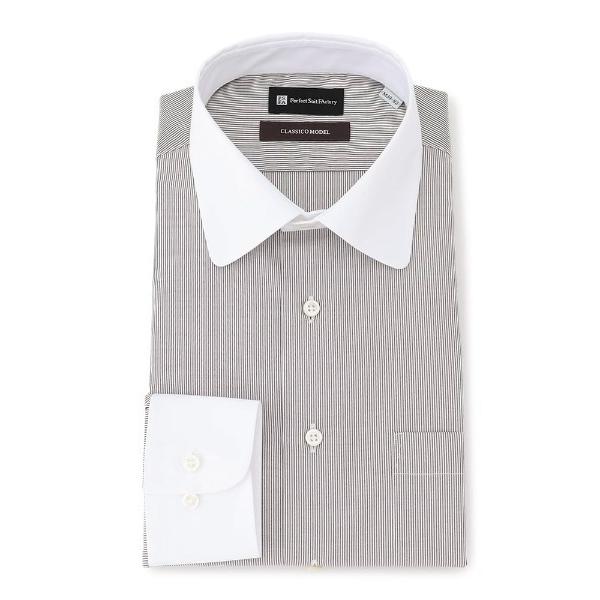 フォーマル シャツ 「ノンアイロン」クレリック　長袖ワイシャツ「クラシコ」ラウンドカラー　ホワイト ...