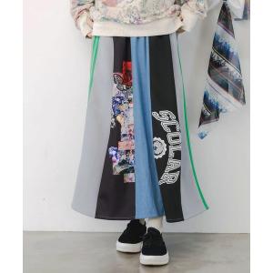 ScoLar スカラー 花 ラビル 宇宙柄 ケミカル加工 デニム スカート ScoLar スカート 152601：花ラビル宇宙柄 ケミカル加工デニム