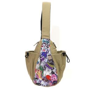 ウエストポーチ ウエストバッグ ScoLar(スカラー) POP柄切替シワ加工 Wボトルポケットバッグ レディース