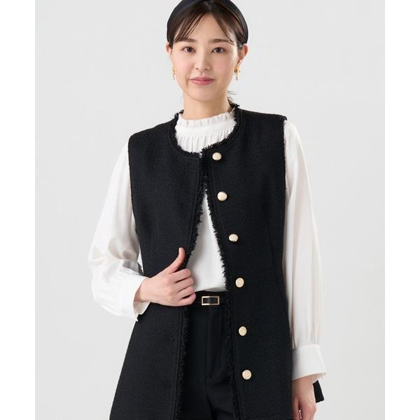 ベスト ジレ ツイード ペプラム ジレ レディース