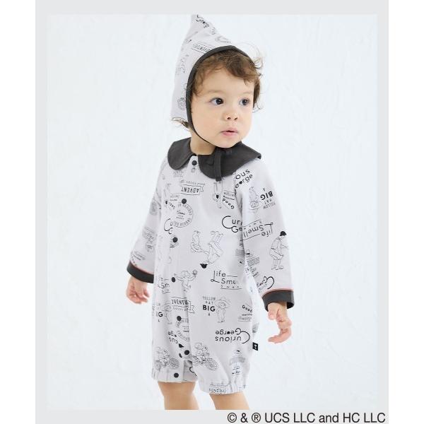 ベビー服 ロンパース 「おさるのジョージ X moimoln」タブロイドモノグラムカバーオール＆帽子