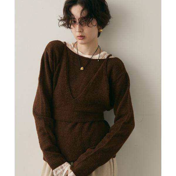 ニット セーター 天竺編みプルオーバー+ビスチェセット レディース