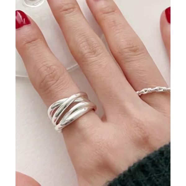指輪 リング モダンフォルムレイヤードメタルリング レディース
