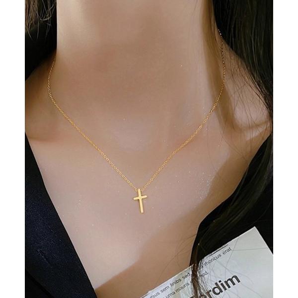 ネックレス 華奢チェーン×クロスモチーフネックレス レディース