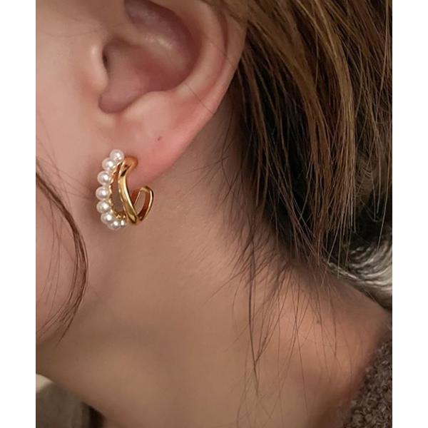 イヤリング パールラインU字イヤリング レディース