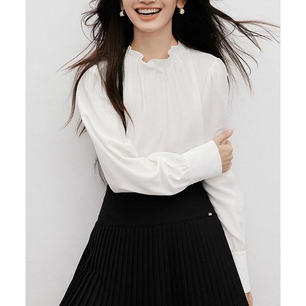 ブラウス シャツ ゆるシルエット×ギャザー襟ブラウス レディース
