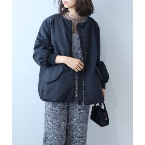 ブルゾン アウター 「L〜5L 大きいサイズ」ナイロンバックギャザーライト中綿ブルゾン レディース