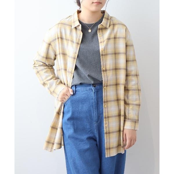 ブラウス シャツ 「L〜5L 大きいサイズ」オンブレーチェックバックシャンソフトネルシャツ レディー...