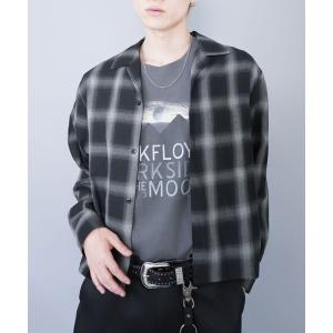 シャツ 短丈オンブレチェックシャツ/ネルシャツ/秋冬新作/ショート丈 メンズ レディース