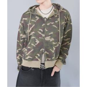 パーカー 短丈ダブルジップパーカー/プレーン/無地/カモフラージュ/ショート丈 メンズ レディース