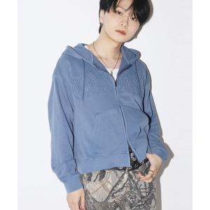 パーカー 短丈ダブルジップパーカー/パッチワークロゴ/リアルツリー/ショート丈 メンズ レディース