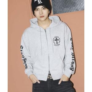 パーカー 短丈ダブルジップパーカー/クロスロゴ/カモフラージュ/ショート丈 メンズ レディース