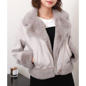 レザージャケット ライダース スウェードポンチエコファー付きライダースジャケット レディース