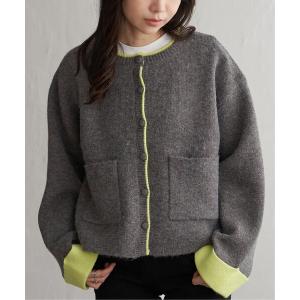 カーディガン アルパカタッチ配色カーディガン レディース