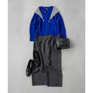 パンツ 先染めチェックタックセミワイドパンツ レディース