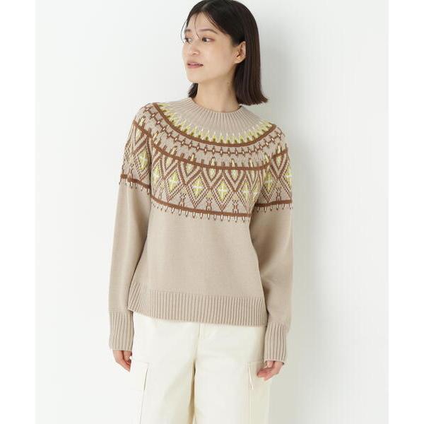 ニット セーター ウールアクリル求心ジャカードプルオーバー レディース