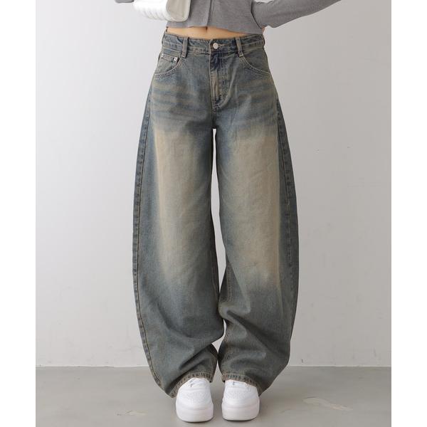 ワイドパンツ ジーンズ デニム デニムパンツ カーブワイドデニムパンツ レディース