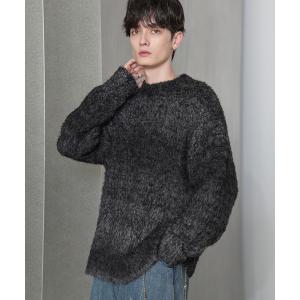 セーター ニット グラデーション起毛加工クルーネックニット メンズ レディース