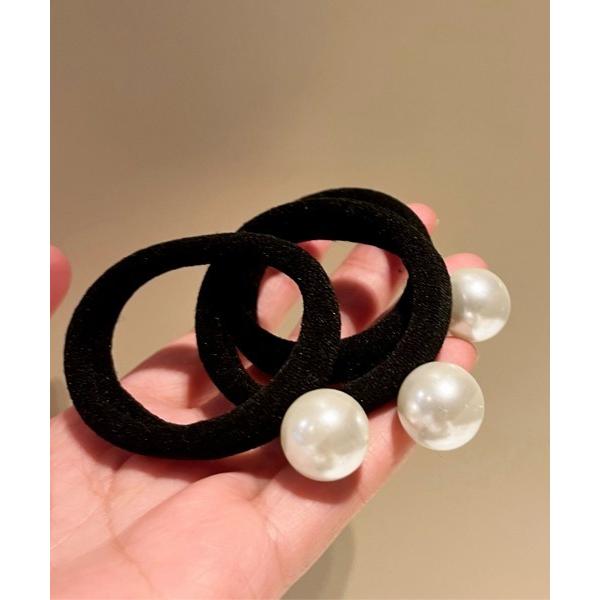 ヘアゴム 大粒パール風ビーズ付きのヘアゴム
