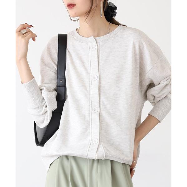 カーディガン T/C裏毛リブ使いカーディガン レディース
