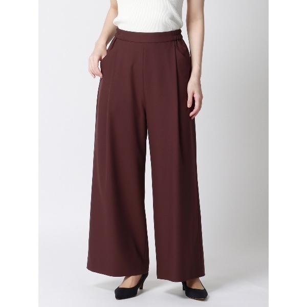 スラックス パンツ CHANTOWA タックワイドパンツ ウォッシャブル ストレッチツイル 無地 レ...