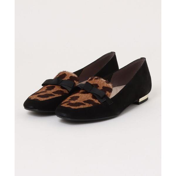 パンプス リボンモチーフスクエアトゥスリッポンシューズ