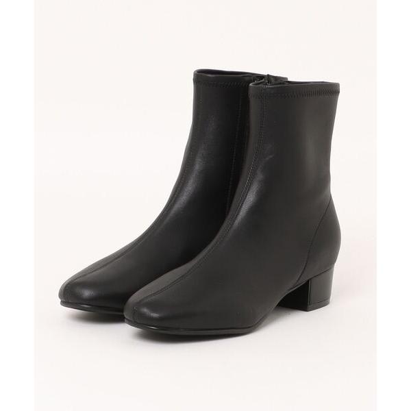 ブーツ ストレッチレザーショートブーツ レディース