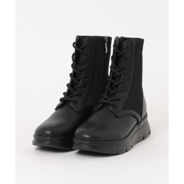 ブーツ レースアップニットショートブーツ レディース