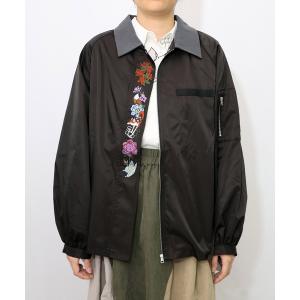 ブルゾン アウター 553235：キツネと花刺繍 チュール重ねブルゾン レディース メンズ