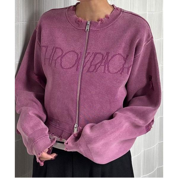 ニット セーター DAMAGE LOGO SHORT KNIT TOP レディース