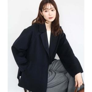 ノーカラーコート コート スムースリバー ミドル丈コート レディース