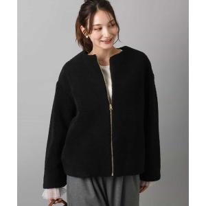 ブルゾン アウター ノーカラーボアブルゾン/洗える レディース