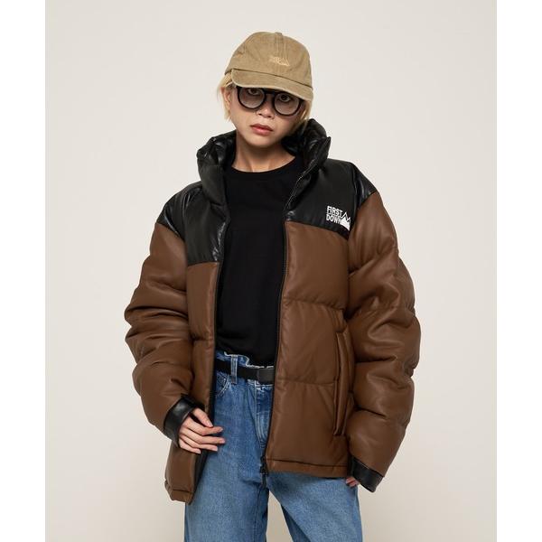 ダウンジャケット ダウン バブルダウンジャケット カラーレザー メンズ レディース