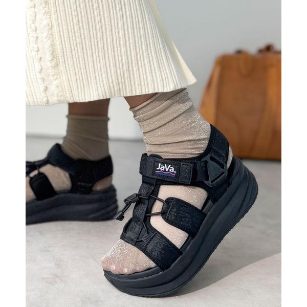 「Java」 フラットサンダル 23.5cm ブラック レディース