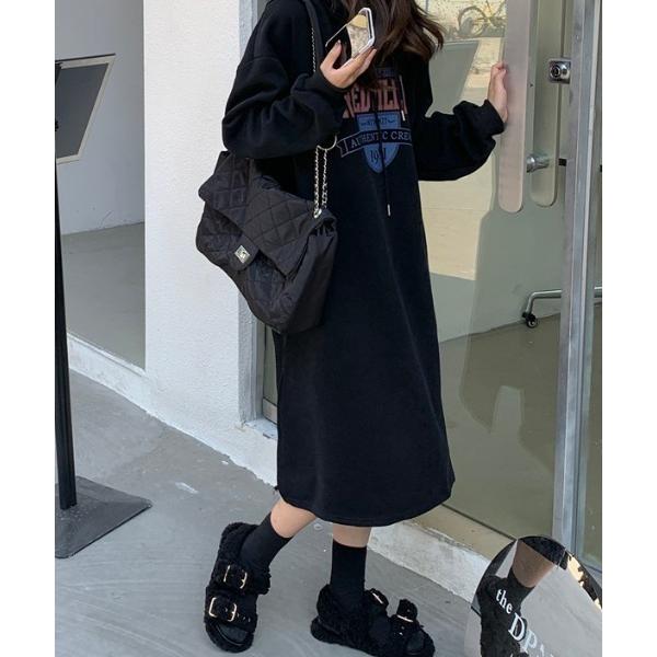 ワンピース 裏起毛あったかパーカーワンピース