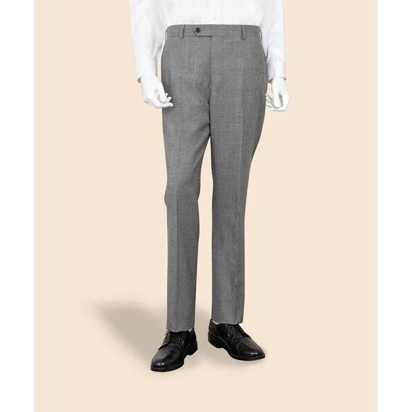 スラックス ウール　サキソニー　グレンチェック　プレーンフロント　トラウザーズ　Classic メン...