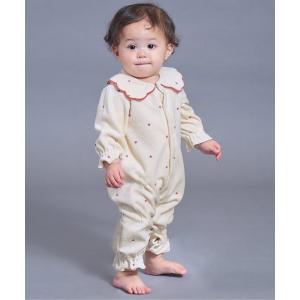 ベビー服 ロンパース 「リンク」ハート柄ふんわりベロアカバーオール