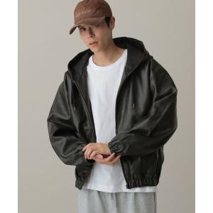 ブルゾン アウター LAND MUSEUM／フードレザーブルゾン メンズ