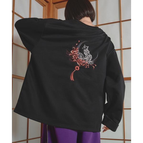 トレーナー スウェット 狐刺繍ビックスウェット メンズ レディース