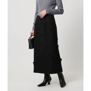 スカート ３D フラワー ロング タイトスカート