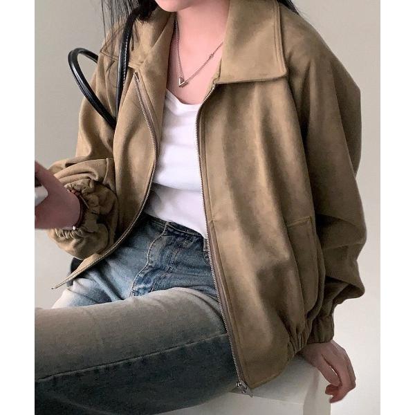 ブルゾン アウター フェイクスエード ジップアップ ブルゾン レディース