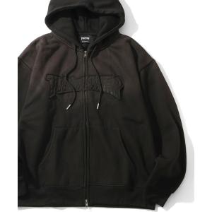 パーカー 「THRASHER/スラッシャー」裏起毛 ヴィンテージライクフェード加工 アップリケ刺繍 ダブルジップアップパーカー メンズ レディース