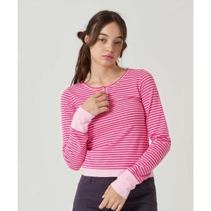 tシャツ ボーダー ヘンリーネック カットソー TINA：JOJUN レディース